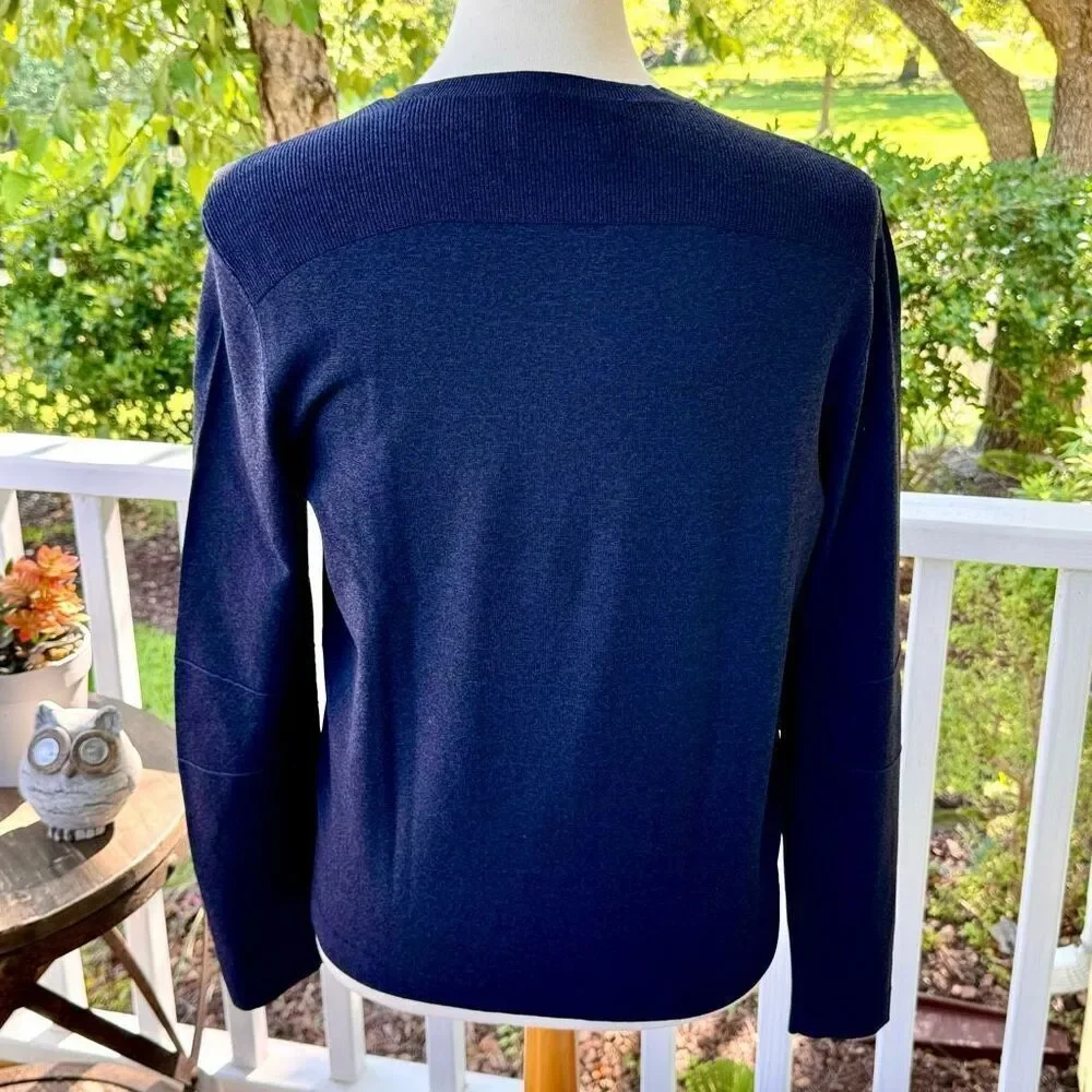 Ministry of Supply Atlas V Neck Sweater. Navy Blue Melange. Size Medium.